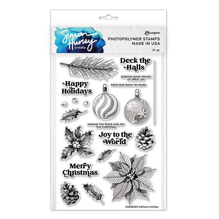 SO: Ranger Clear Stamp Set halftone holiday (Joyful Christmas by Simon Hurley)