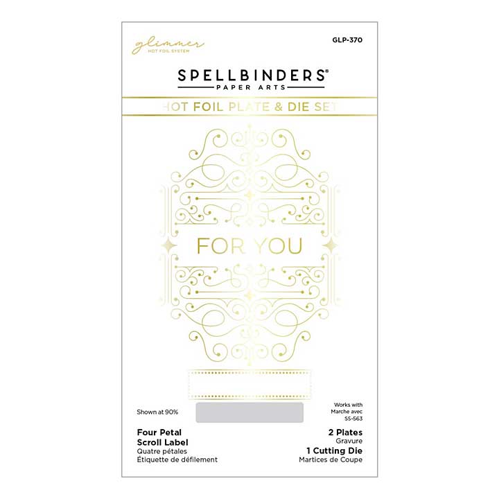 SO: Spellbinders Glimmer Hot Foil Plate & Die - Four Petal Scroll Label (Four Petal)