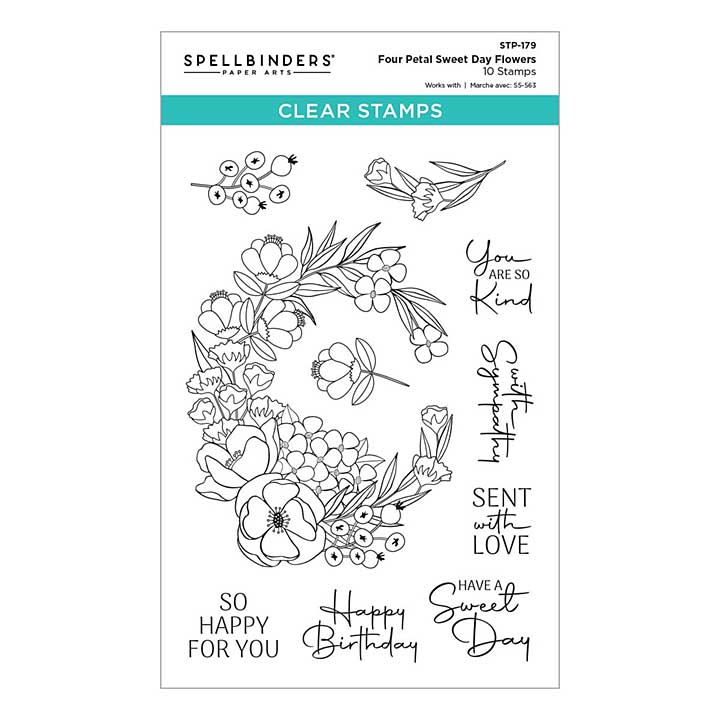 Spellbinders Clear Stamp Set - Four Petal Sweet Day Flowers (Four Petal)