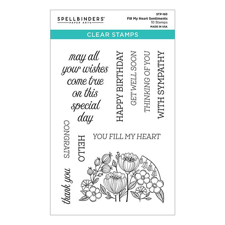 SO: Spellbinders Fill My Heart Sentiments Clear Stamp Set (Stylish Ovals)
