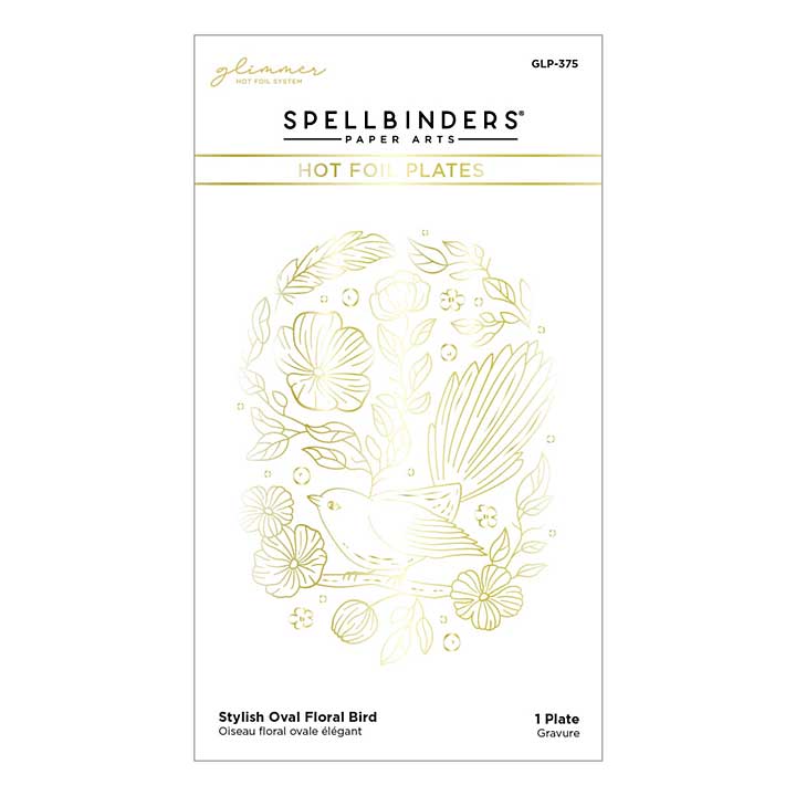 Spellbinders Stylish Oval Floral Bird Glimmer Hot Foil Plate (Stylish Ovals)