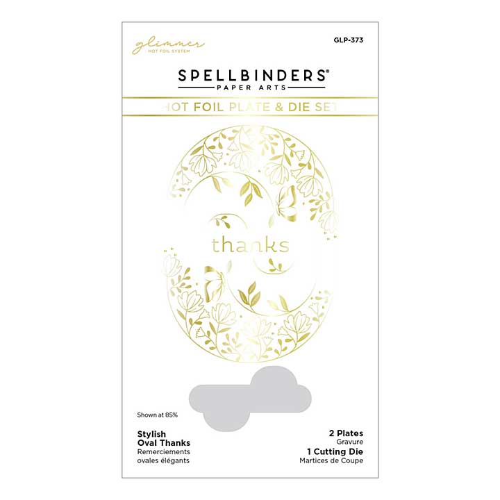 Spellbinders Stylish Oval Thanks Glimmer Hot Foil Plate and Die Set (Stylish Ovals)