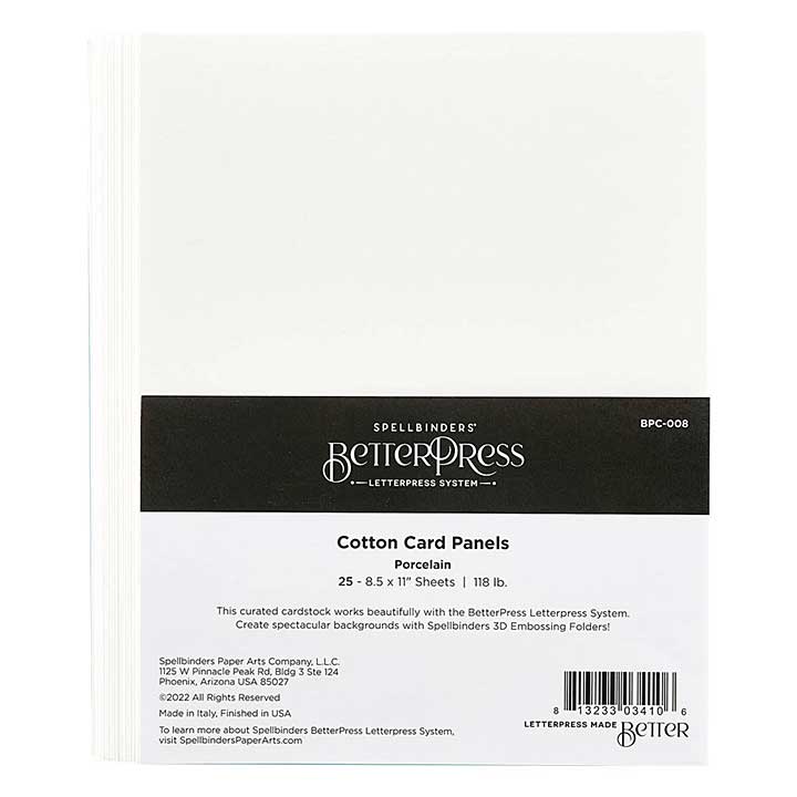 SO: Porcelain BetterPress Cotton 8.5 x 11 Sheets - 25 Pack