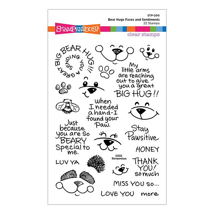Stampendous Clear Stamps - Stampendous Bear Hugs Faces and Sentiments Clear Stamp Set