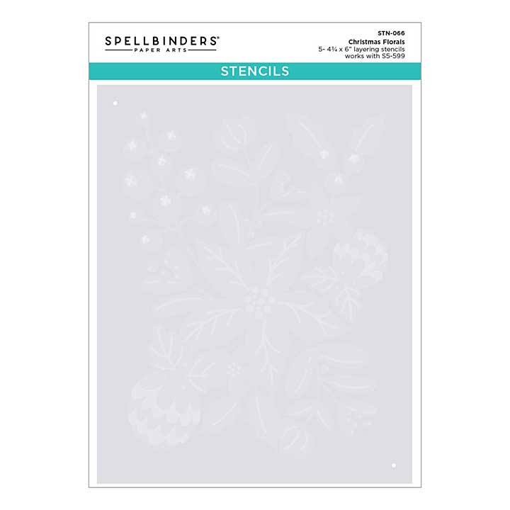 Spellbinders 5- 4.75 x 6 - Christmas Florals Stencil from Classic Christmas Collection Etched Dies