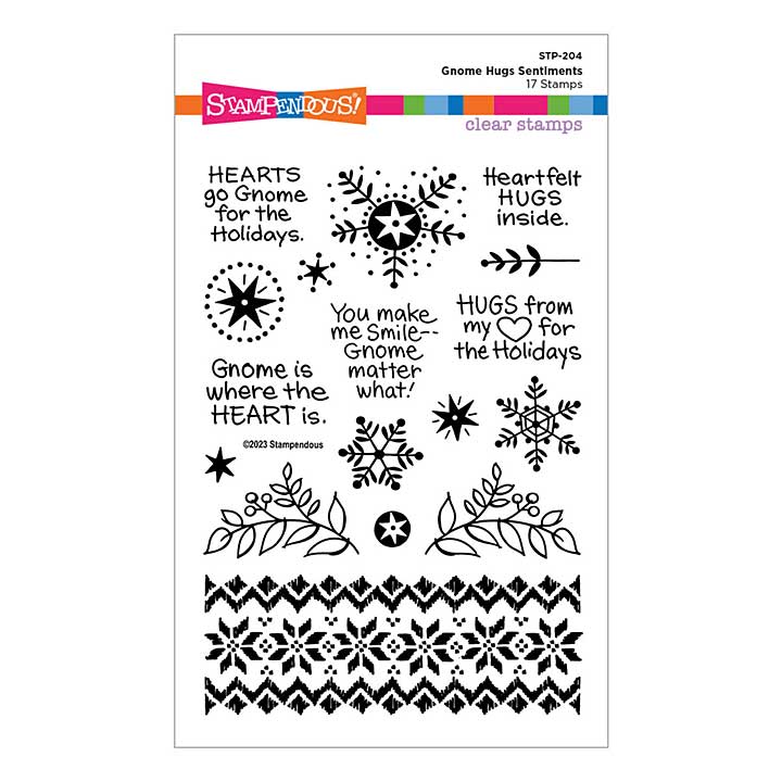 Stampendous Clear Stamps - Gnome Hugs Sentiments Clear Stamp Set