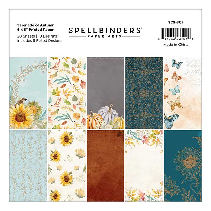 SO: Spellbinders 6 x 6 Printed Paper Kit and ala with printed insert - Serenade of Autumn 6in x 6in Paper Pad