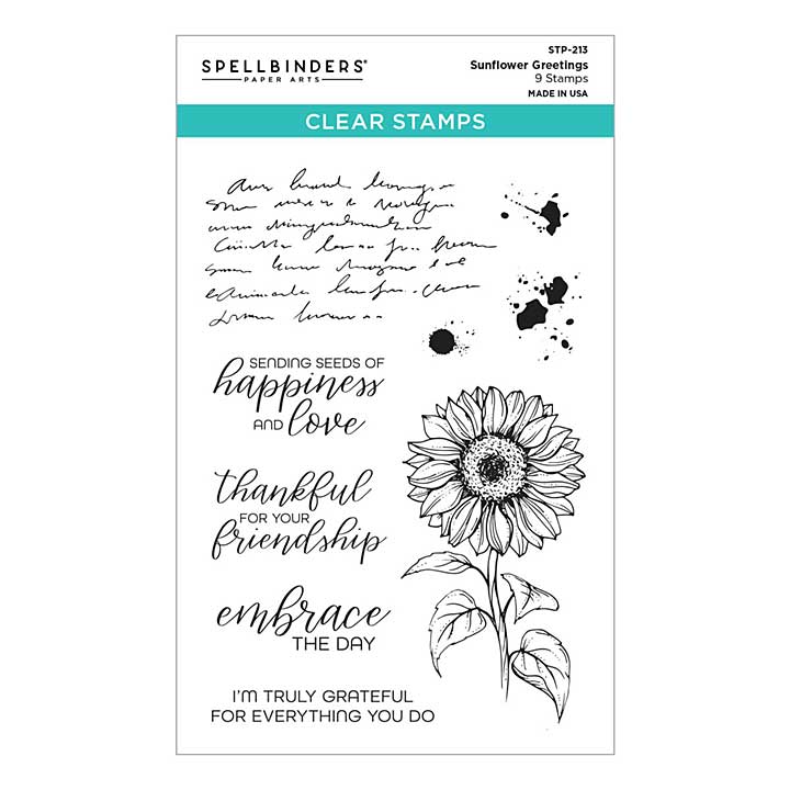 Spellbinders Clear Stamp - Sunflower Greetings Clear Stamp Set