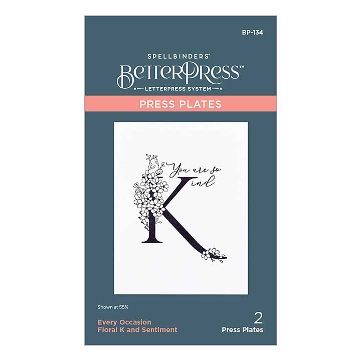 Spellbinders Press Plate - Floral K and Sentiment Press Plate