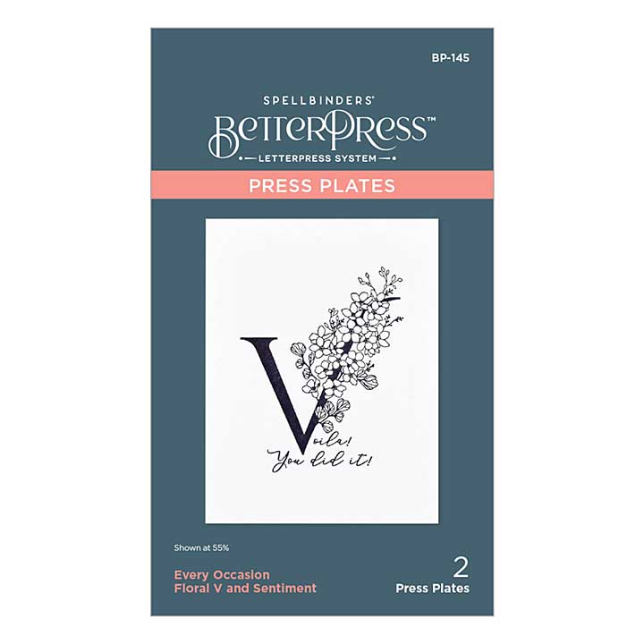 Spellbinders Press Plate - Floral V and Sentiment Press Plate
