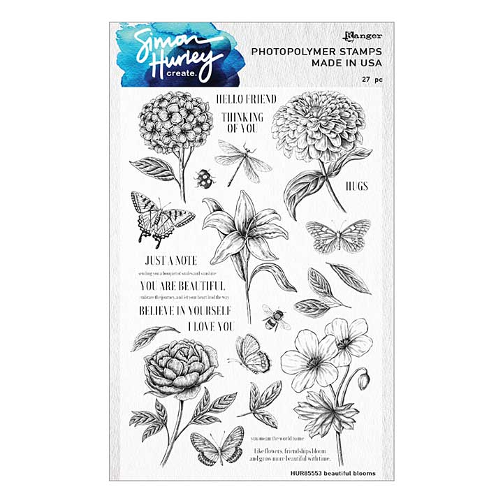 Simon Hurley Clear Stamps - Ranger Beautiful Blooms Clear Stamp Set by Simon Hurley create.