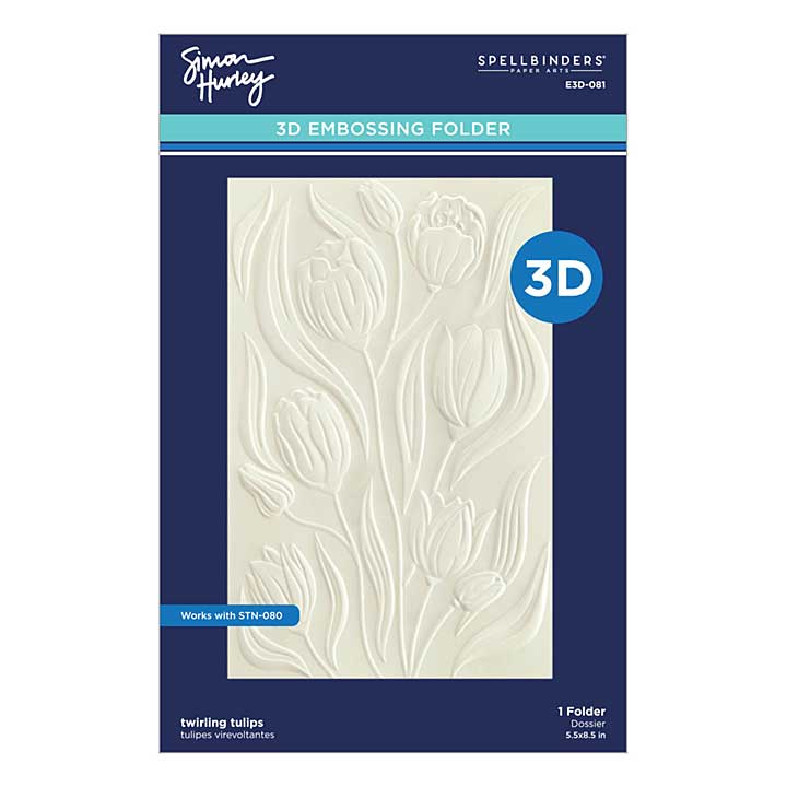 Simon Hurley 3D Embossing Folder - Twirling Tulips 3D Embossing Folder