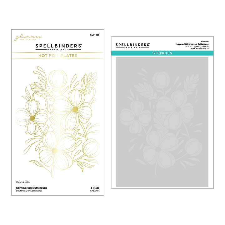 Spellbinders Glimmering Buttercups Glimmer Hot Foil Plate and Stencil Bundle (BD-0840)