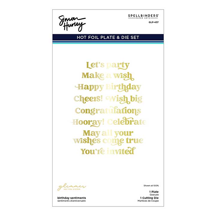 Simon Hurley GlimmerDie - Birthday Sentiments Glimmer Hot Foil Plate and Die Set from Simons Birthday Bash Collection by Simon Hurley