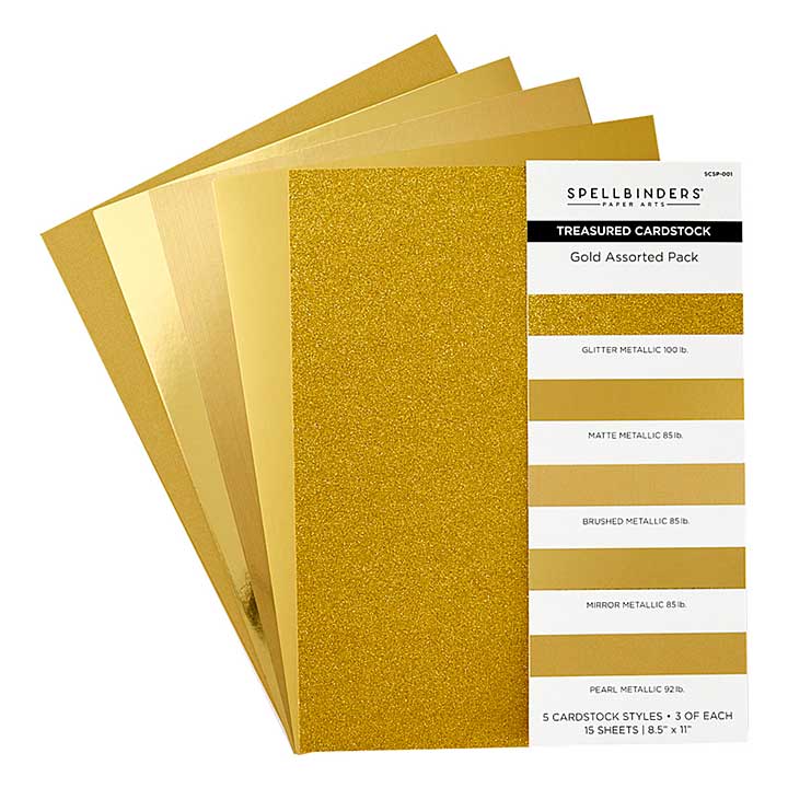 SB Cardstock - Gold Assortment Treasured Cardstock 8 12in x 11 -15 Pack