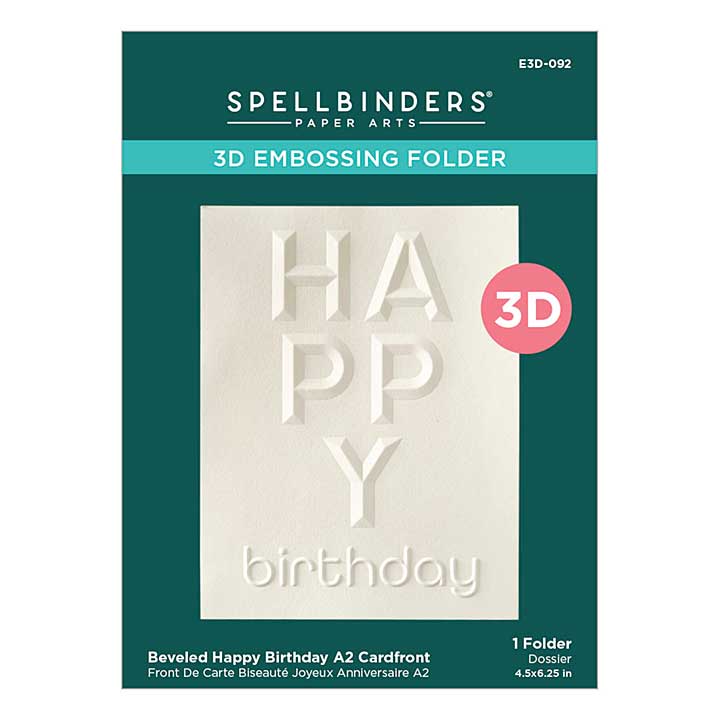 Spellbinders 3D Embossing - Beveled Happy Birthday A2 Cardfront 3D Embossing Folder