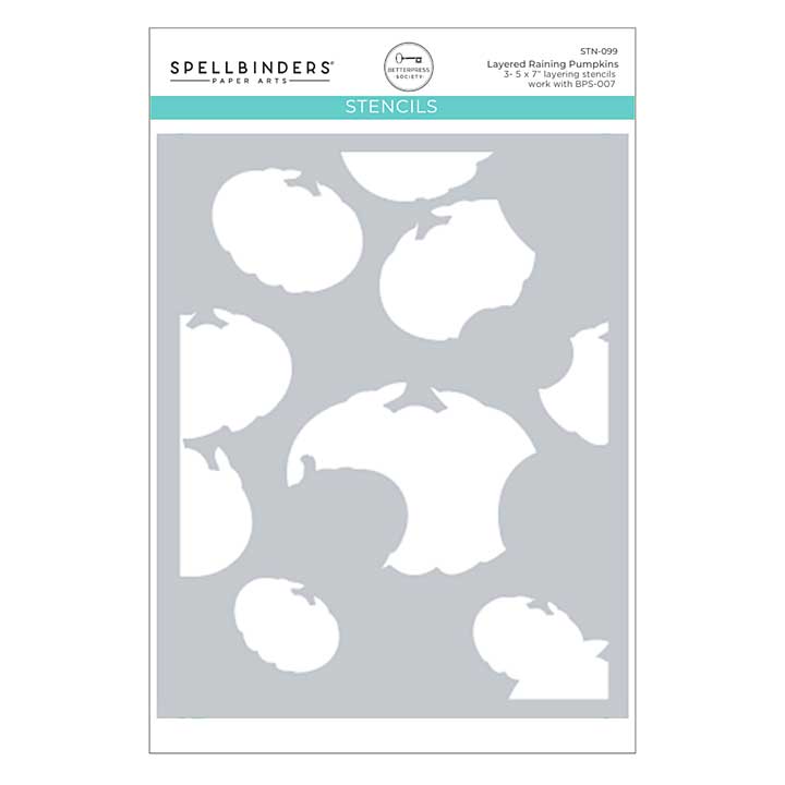 Spellbinders BetterPress Society - ADD-ON (Sep 24) - Layered Raining Pumpkins Stencil Set (STN-099)