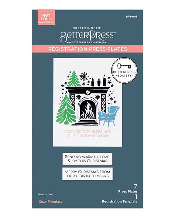 Spellbinders BetterPress Society - Membership (Oct 24) - Cozy Fireplace Press Plates (BPS-008)