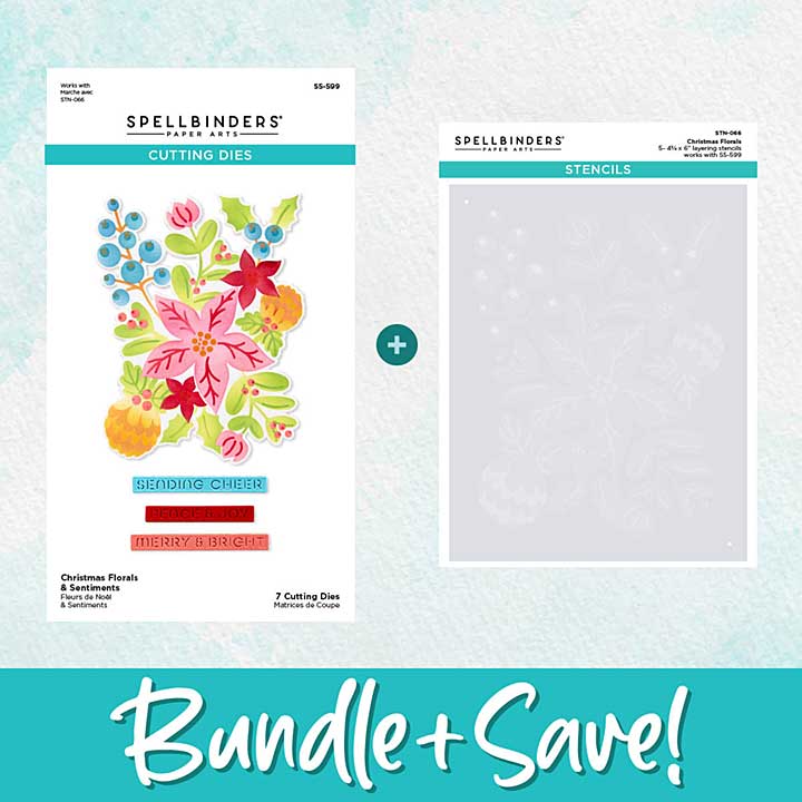 Spellbinders Christmas Florals Die and Stencil Bundle