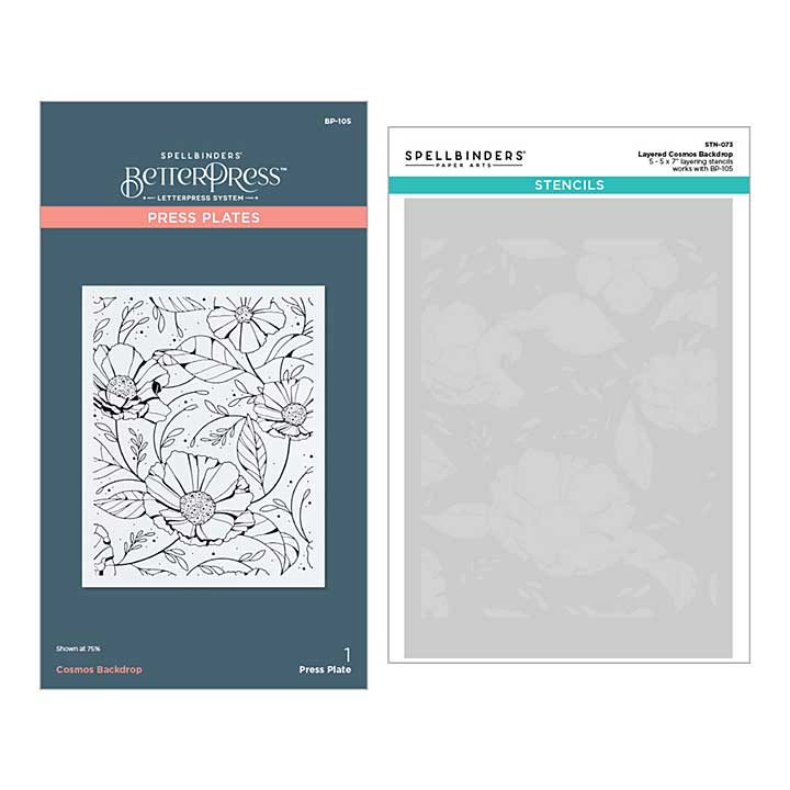 Spellbinders Cosmos Backdrop BetterPress and Stencil Bundle