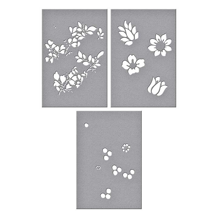 Spellbinders Layered Vintage Floral Stencils (3pcs)