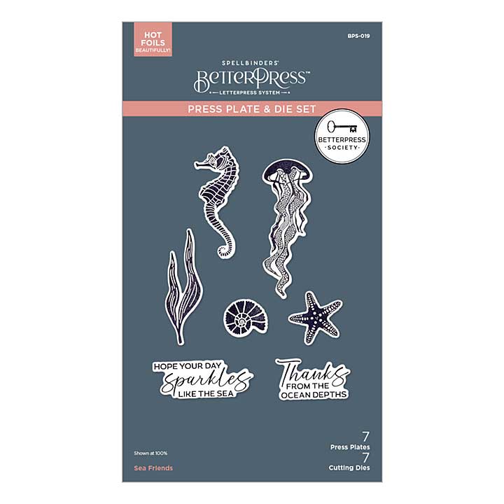 Spellbinders BetterPress Society - Membership (Jun 25) - Sea Friends Plate and Die Set (BPS-019)