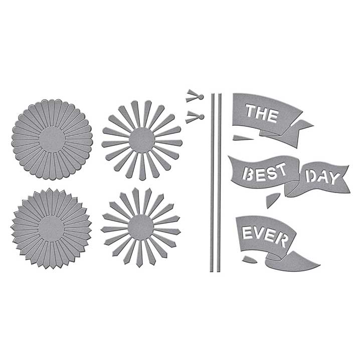 Spellbinders Say Cheese Classic Mouse Etched Dies Flags and Banners