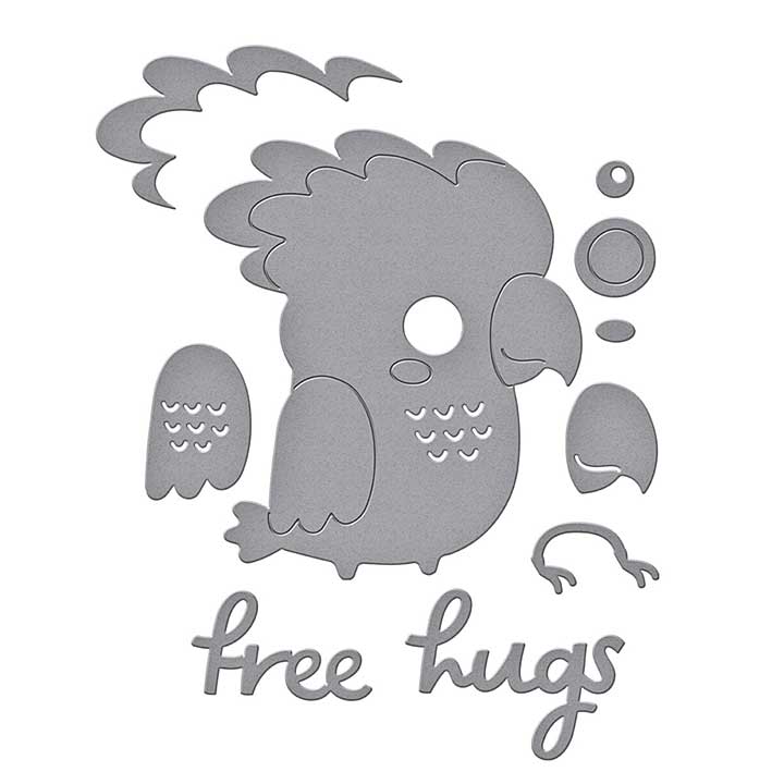 Spellbinders Cheerful Chirps Etched Dies Free Hugs Oscar