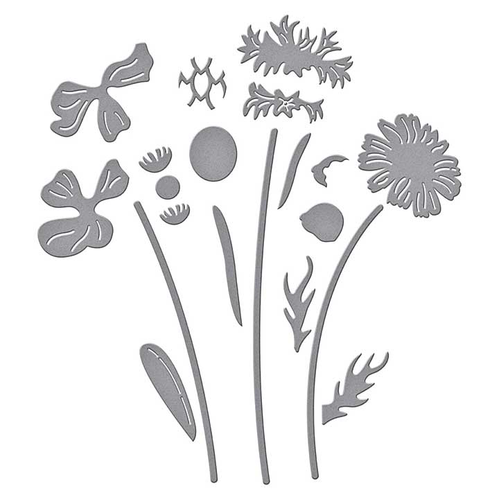 Spellbinders Wildflowers Etched Dies Layered Wildflowers