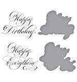 Spellbinders Copperplate Happy Everything BetterPress Plate and Die Set Happy Birthday and Everything