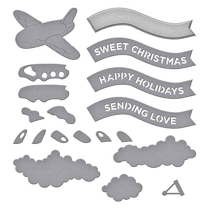 Spellbinders Candy Christmas Etched Dies Gingerbread Plane and Banners