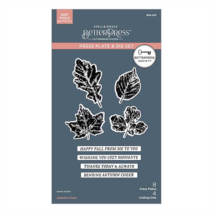 Spellbinders BetterPress Society Membership (Sep 25) Autumn Cheer Press Plates and Die Set