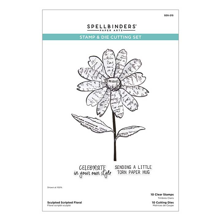Spellbinders Beautifully Imperfect Clear Stamp and Die Set Sculpted Scripted Floral