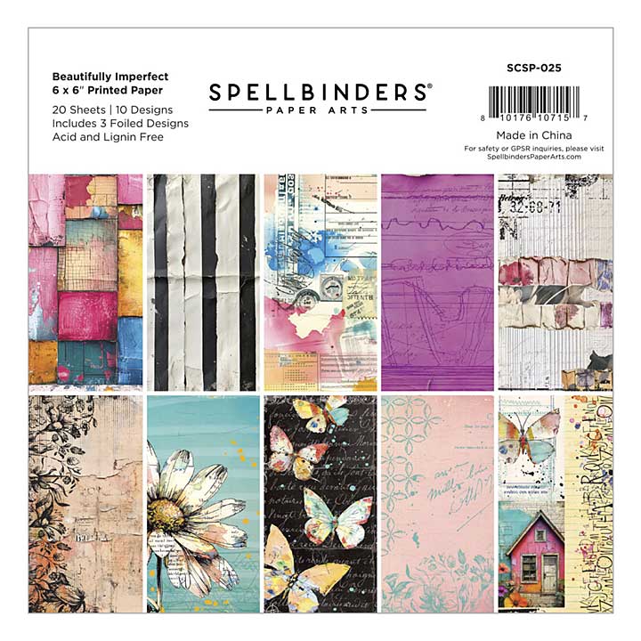 Spellbinders Beautifully Imperfect 6x6 Inch Printed Paper Pack
