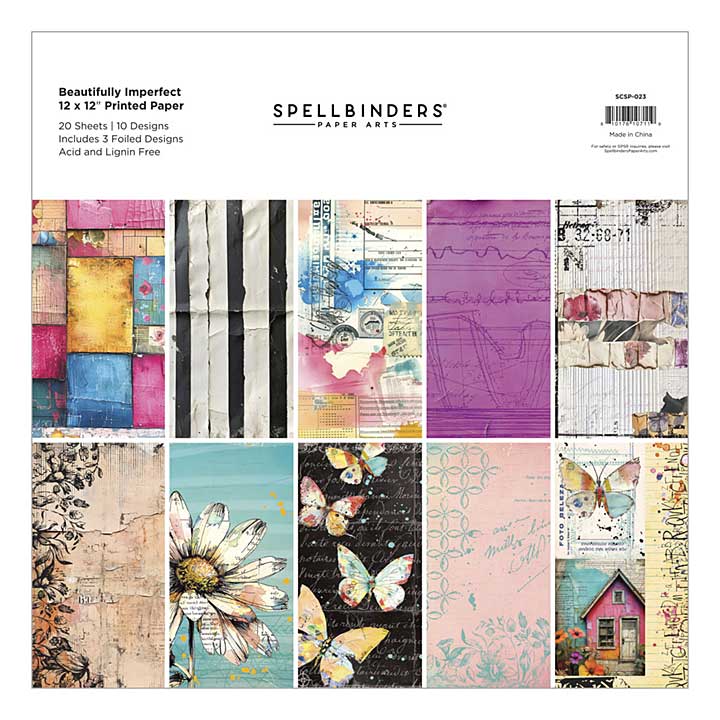 Spellbinders Beautifully Imperfect 12x12 Inch Printed Paper Pack