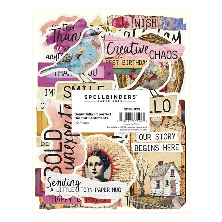 Spellbinders Beautifully Imperfect Die Cut Sentiments (110pcs)