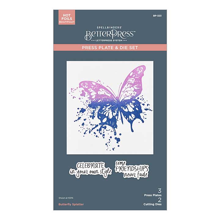 Spellbinders Beautifully Imperfect BetterPress Plate and Die Set Butterfly Splatter