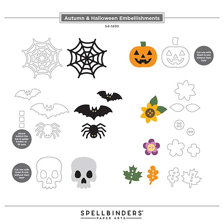 Spellbinders 3D Felt Décor Etched Dies Autumn and Halloween Embellishments
