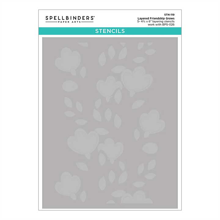 Spellbinders BetterPress Society - Membership (Nov 24) - Layered Friendship Grows ADD-ON Stencil Set