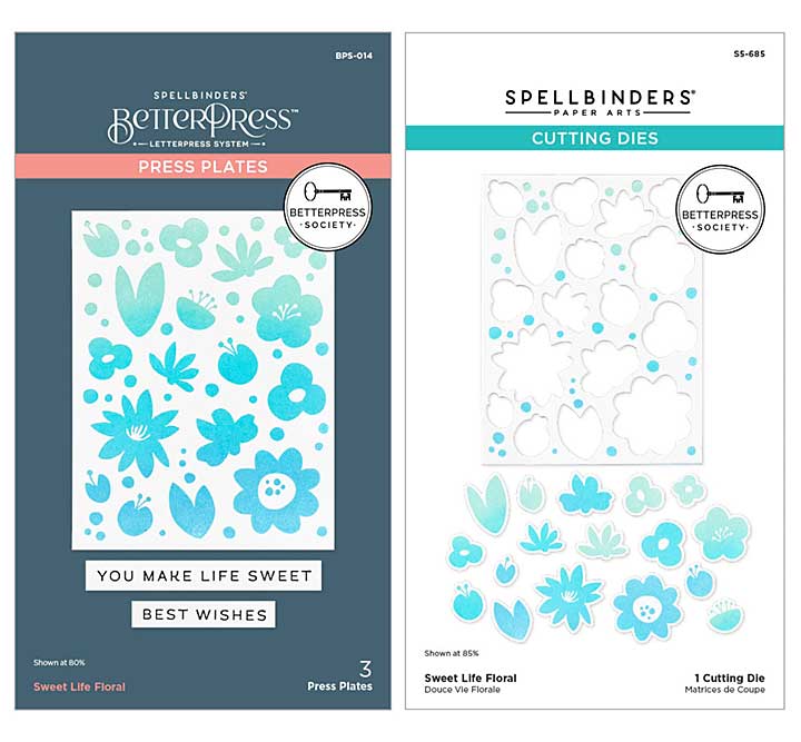 Spellbinders BetterPress - Sweet Life Floral Press Plate and Die SET (BPS-014-SET Mar 25)
