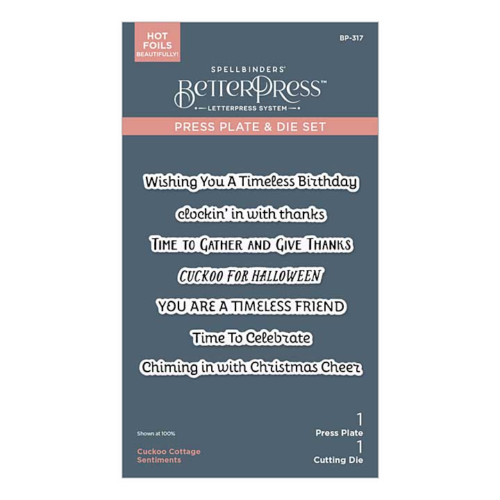 Spellbinders Cuckoo Cottage BetterPress Plate and Die Set Cuckoo Cottage Sentiments