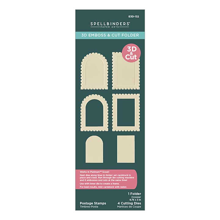 Spellbinders Holiday Magic 3D Emboss and Cut Folder Postage Stamps