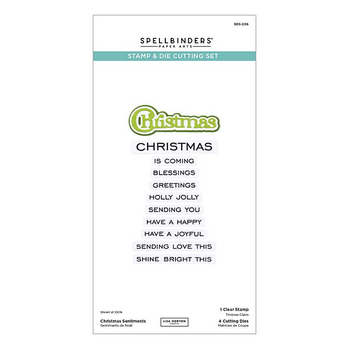 Spellbinders All About Christmas Clear Stamp and Die Set Christmas Sentiments