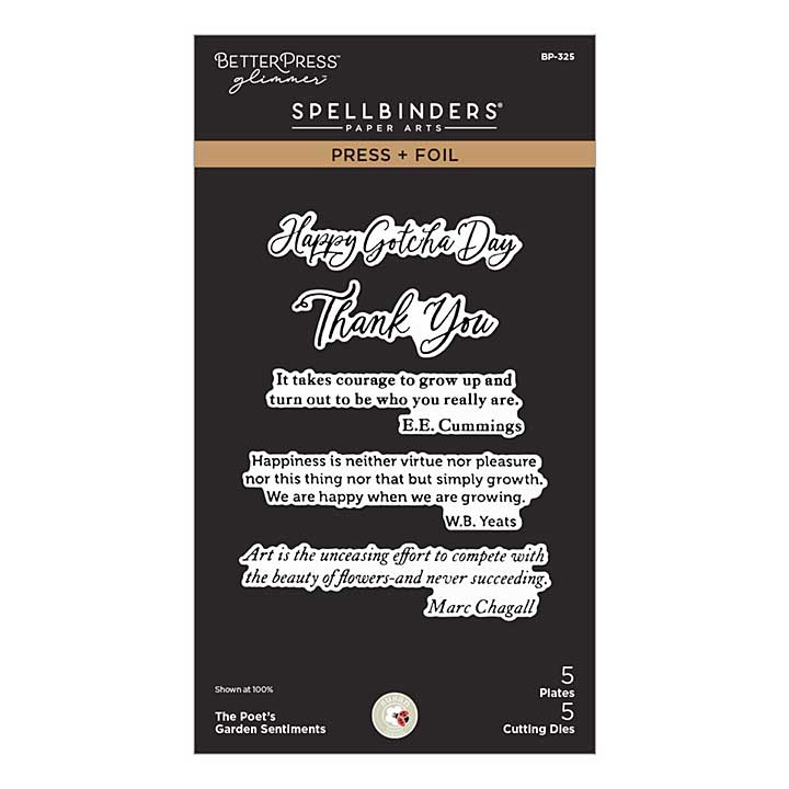 Spellbinders The Poets Garden Press + Foil Plate and Die Set Sentiments