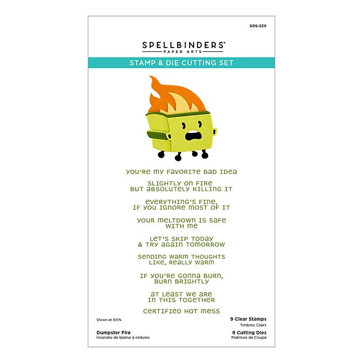 Spellbinders This Is Life Clear Stamp and Die Set Dumpster Fire