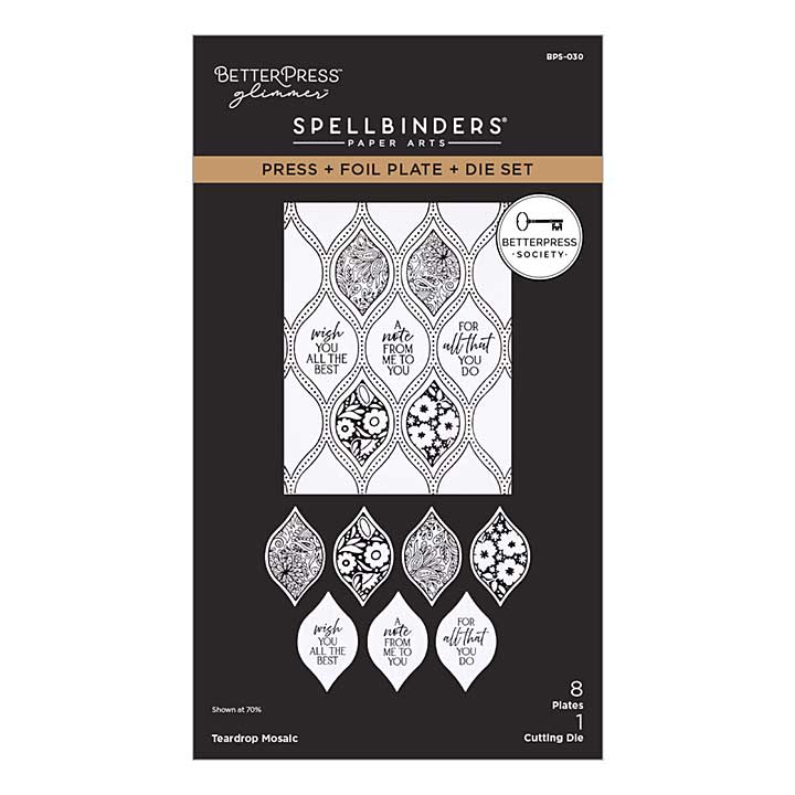 Spellbinders BetterPress Society - Membership (Mar 26) - Teardrop Mosaic Press Plate & Die Set