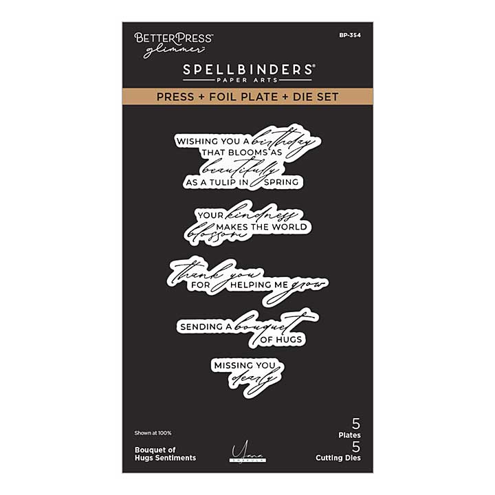 Bouquet of Hugs Sentiments Press Foil Plate Die Set by Yana Smakula