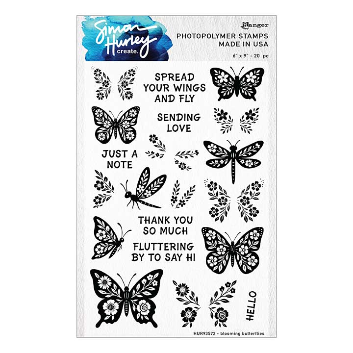 Ranger Blooming Butterflies Clear Stamp Set by Simon Hurley create.