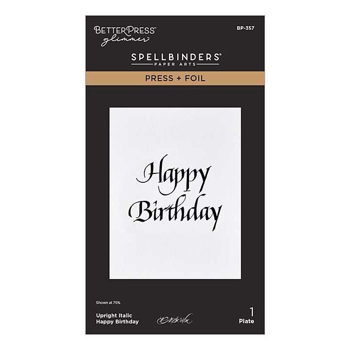Upright Italic Happy Birthday Press Foil Plate by Paul Antonio