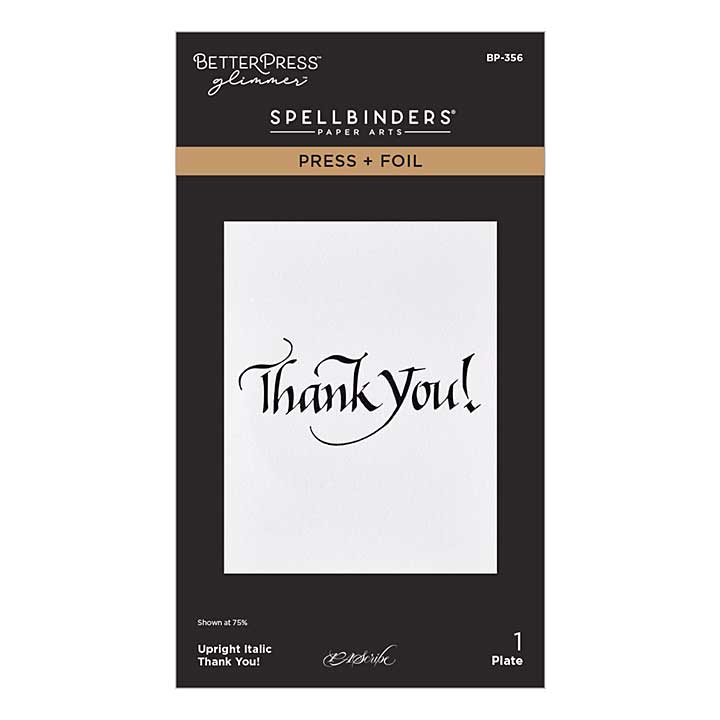 Upright Italic Thank You! Press Foil Plate by Paul Antonio